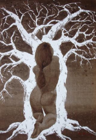 도취-겨울나무와 여인1